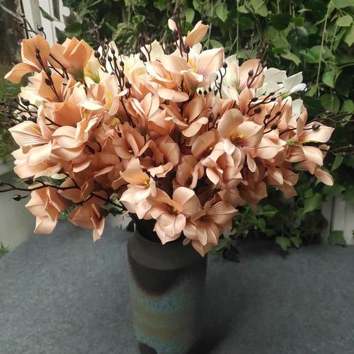 装饰仿真花百合兰 INS拍照装饰假花 家居玄关客厅摆放花束定制