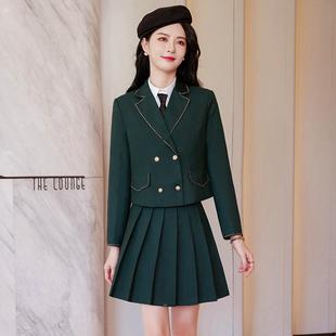 新款学院风JK制服短款西装百褶裙网红两件套休闲西服套装男女同款