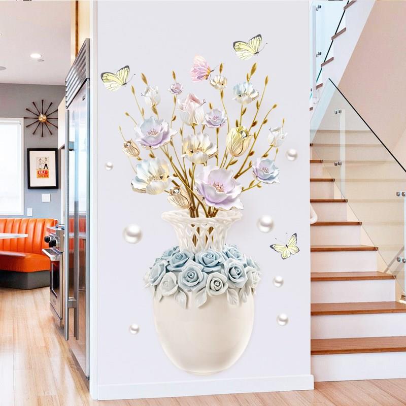 GS9917花瓶墙贴画客厅房间墙面装饰贴纸卧室背景墙壁自粘墙花定制图片