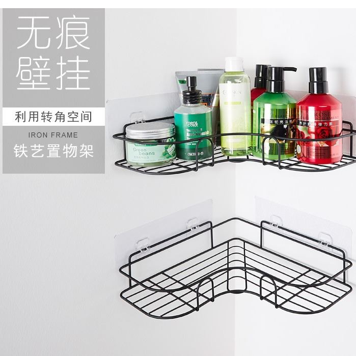免打孔卫生间置物架转角三角架洗漱架宿舍收纳神器厕所浴室壁挂架
