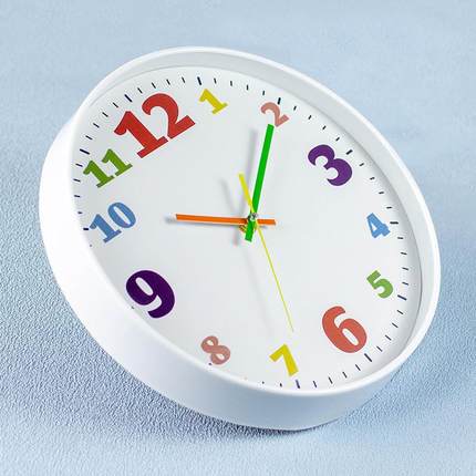 彩色儿童时钟卡通挂钟挂墙家用北欧简约现代石英钟wall clock钟表