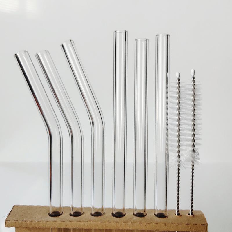 ins风创意高硼硅透明玻璃套装盒装吸管送刷子现货定制