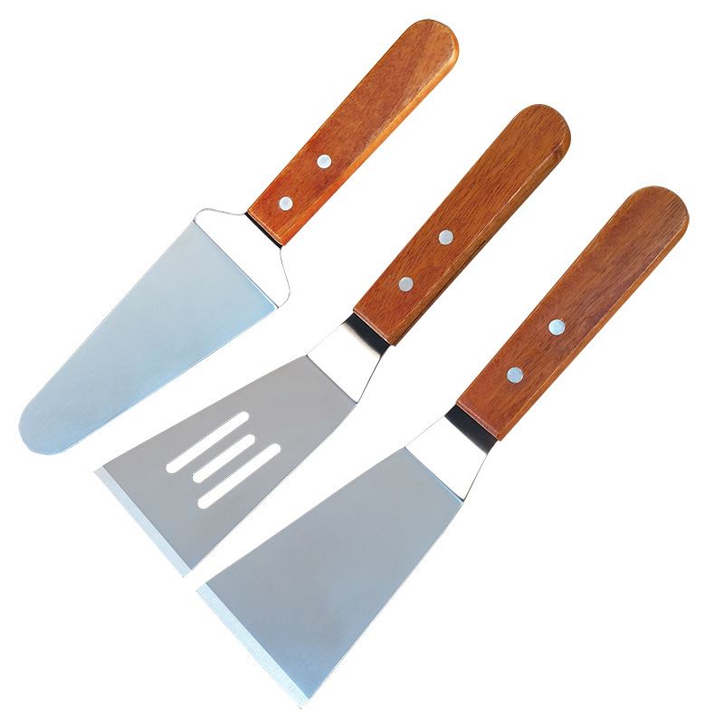 木柄不锈钢小煎铲漏铲蛋糕铲披萨铲煎鱼烧烤铲厨房烘焙工具