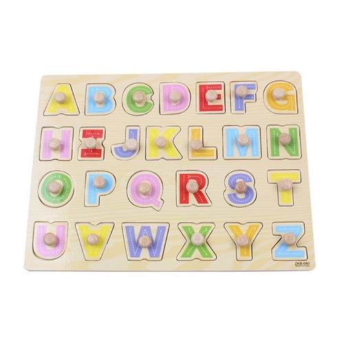 木制质大写英文字母认知手抓板拼图拼板 儿童益智宝宝动手玩具