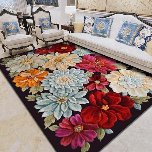 供应北欧客厅地毯民宿卧室地毯地垫 几何茶几飘窗地垫定制