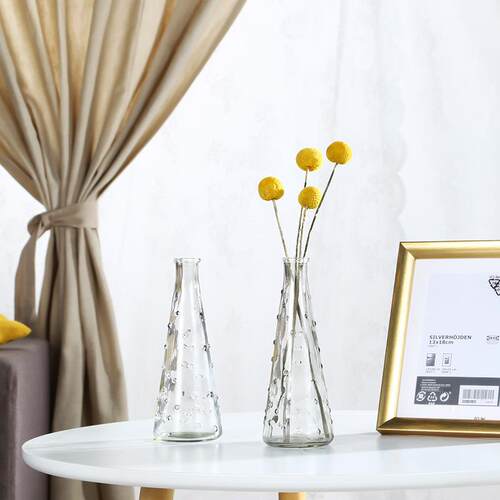 简约玻璃花瓶透明创意锥形单支水培植物客厅桌面插花装饰摆件定制