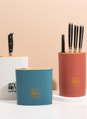 竹木盖刀架简易刀具收纳架家用厨房用品多功能置物架菜刀架子刀座