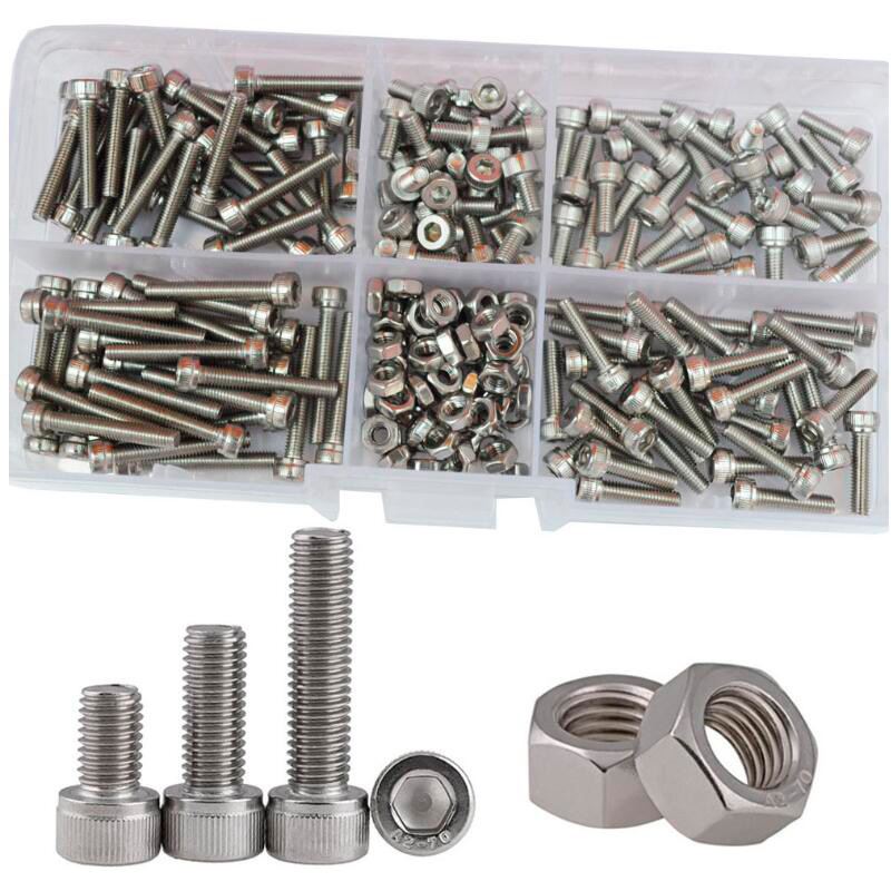 M3杯头内六角螺丝套盒配螺母共计210 不锈钢圆柱头螺丝套装