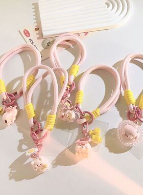 少女粉ins爱心猪猪花朵小挂件吊坠钥匙扣ccd相机手机挂绳便捷防丢