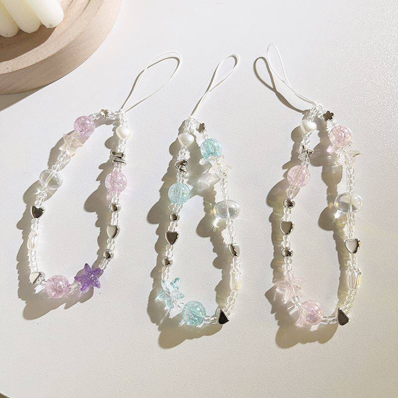 高颜值爱心五角星手提链ccd相机链条通用手机壳手机挂绳diy耳机套