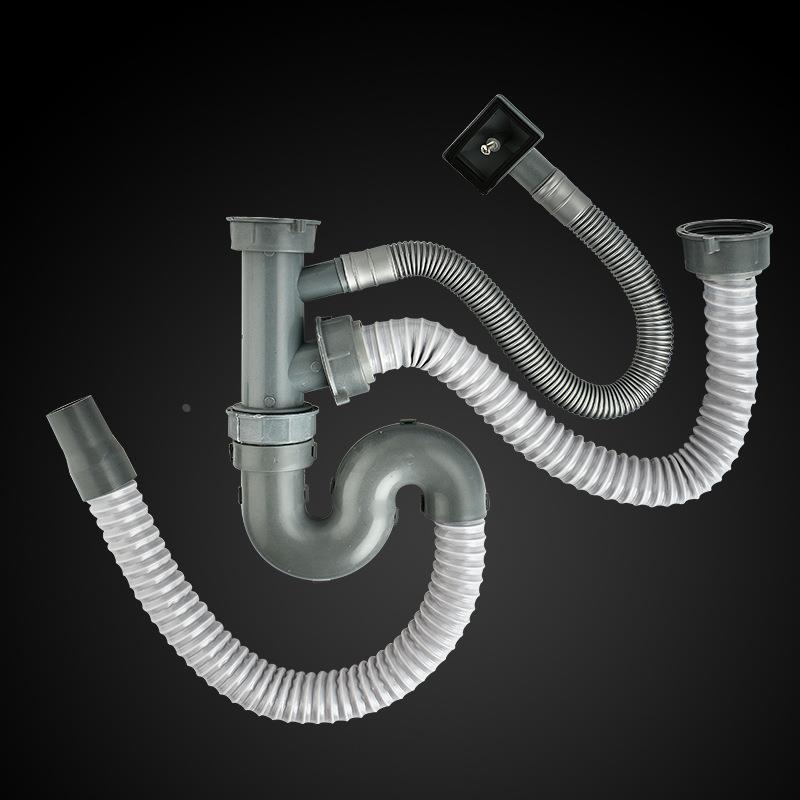 菜盆不锈钢单槽带溢水下水管 面盆不锈钢下水管 及各种下水管配件