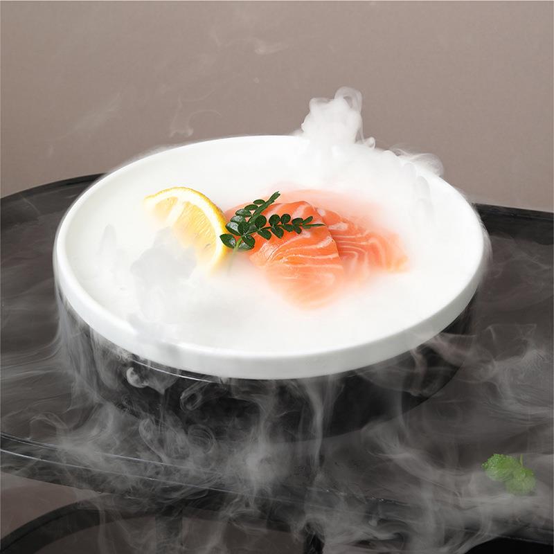 干冰盘个性陶瓷意境烟雾摆盘海鲜寿司刺身冰盘肥牛盘酒店餐具套装