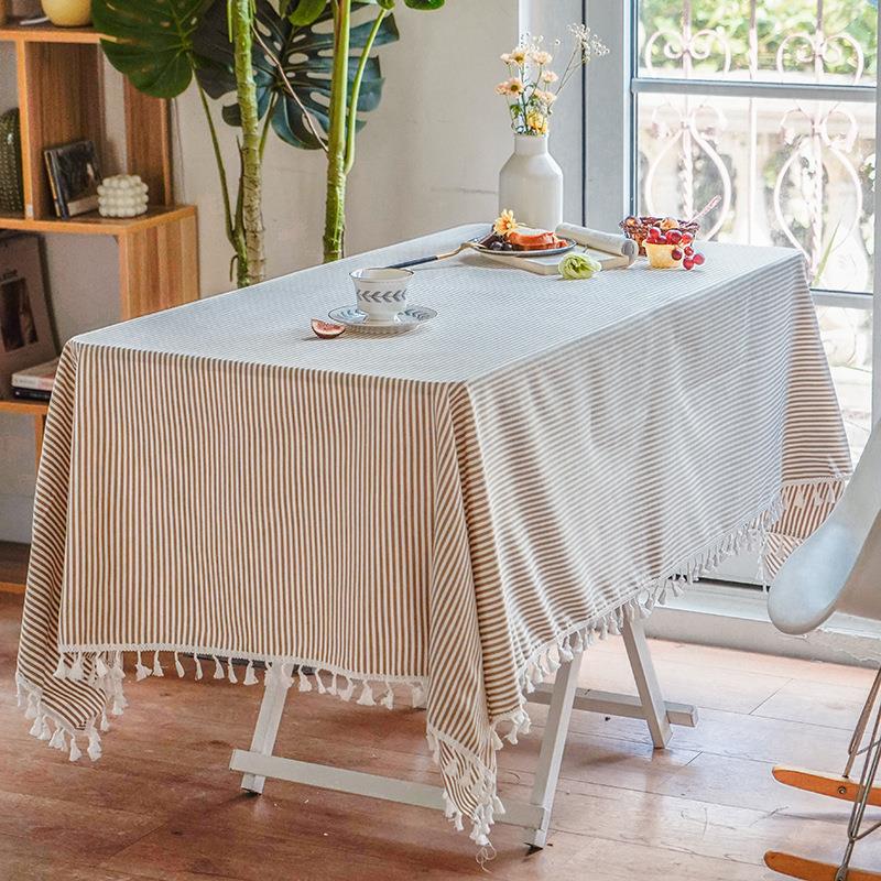 布艺桌布 北欧ins风文艺棉麻流苏花边餐桌布茶几布客厅 现货定制