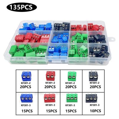 kf301-2/3-5.0MM螺钉式接线端子PCB连接器直弯脚座40只盒装 双色