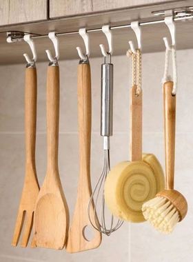 现货多功能粘胶卫生间厨房6连排钩 免打孔不锈钢无痕衣帽六连挂钩