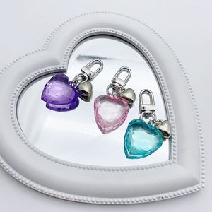 ins韩式甜美少女彩色透色立体爱心钥匙扣AirPods耳机包包挂件y2k