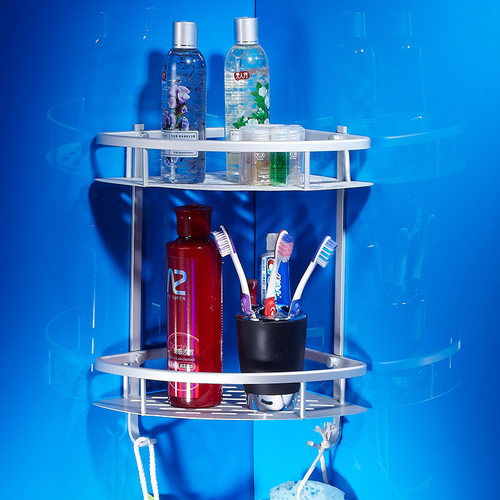 卫浴五金挂件太空铝浴室置物架三角篮 转角蓝收纳架四方篮壁挂