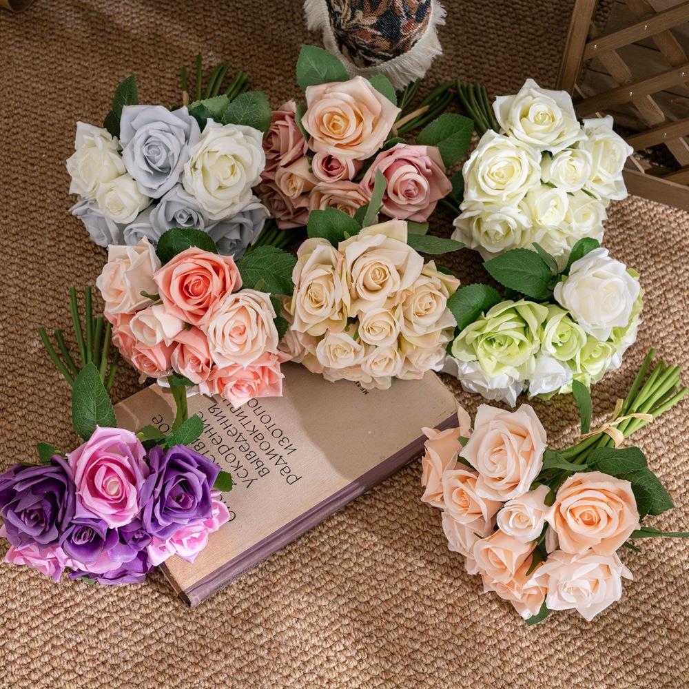 厂家销售 玫瑰花束假花仿真花婚庆手捧花家居装饰GF12504定制
