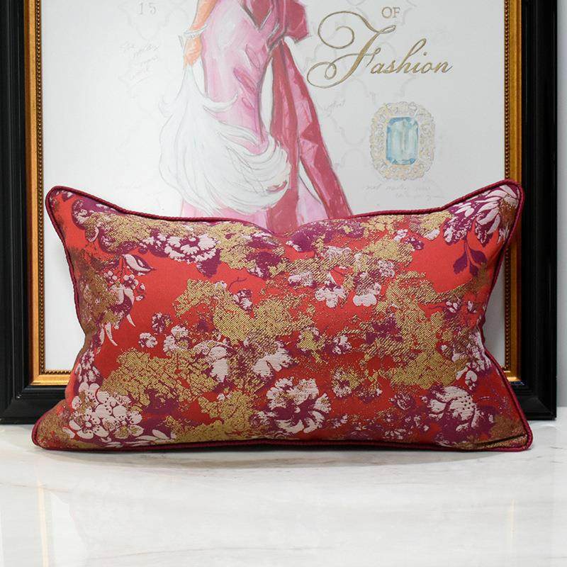 新中式轻奢沙发腰枕套红色碎花客厅样板间民宿酒店软装床头抱枕套,居家布艺,靠垫/抱枕,淘宝优惠券,粉丝福利购,淘宝优惠卷
