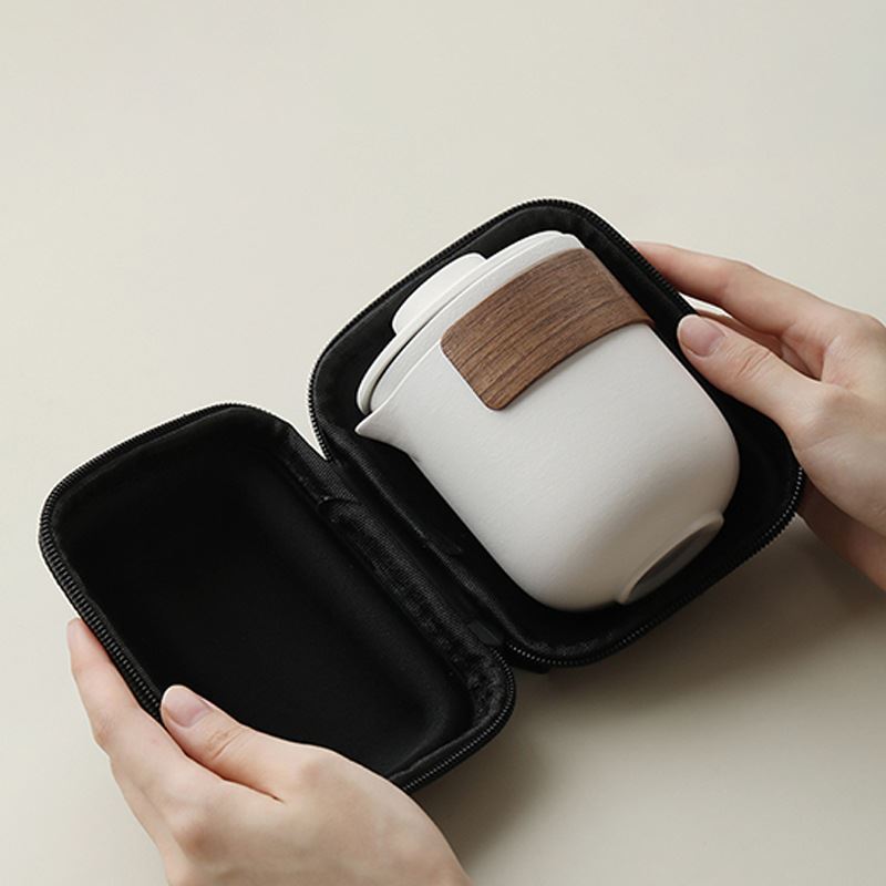 简约陶瓷一壶四杯户外露营便携旅行功夫茶具套装茶杯礼品刻字