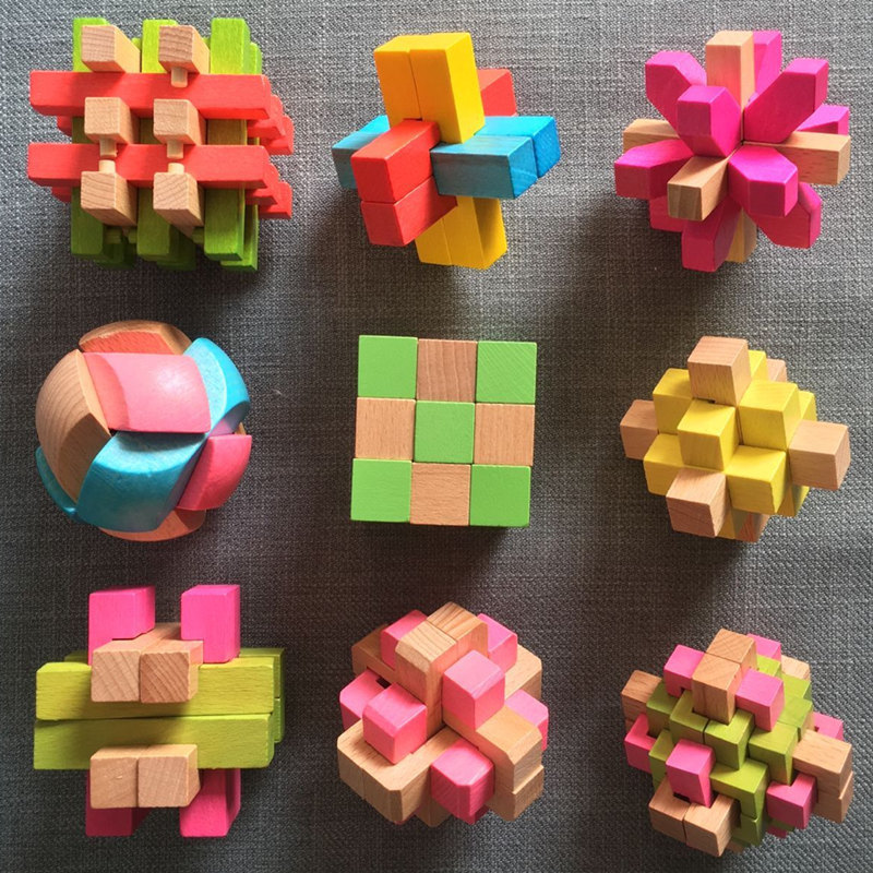 鲁班锁 孔明锁木制古典拆装成人益智S玩具儿童解环解锁礼物