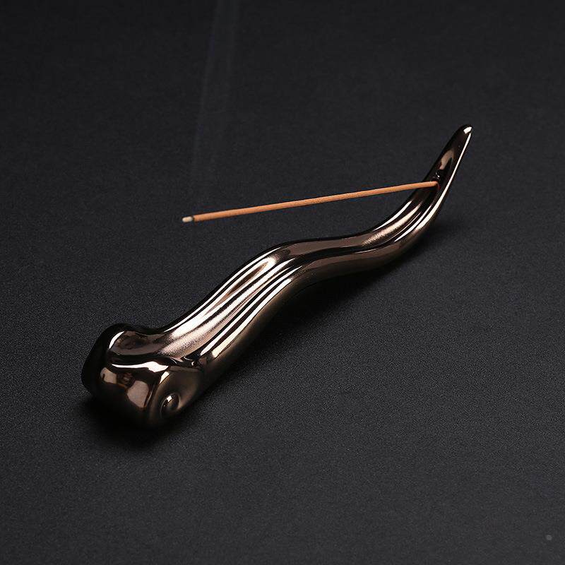 静尘跨境供应陶瓷线香炉香座创意祥云梅兰竹菊沉香线香插香炉摆件