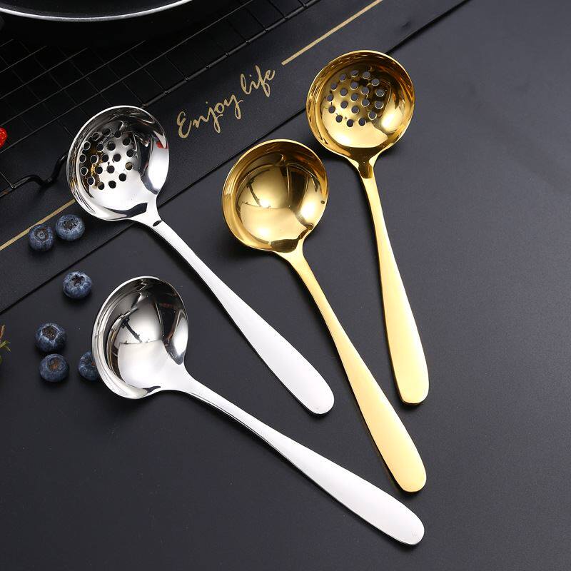 不锈钢汤壳汤漏 新月汤勺家用创意加厚火锅勺漏勺厨房用具