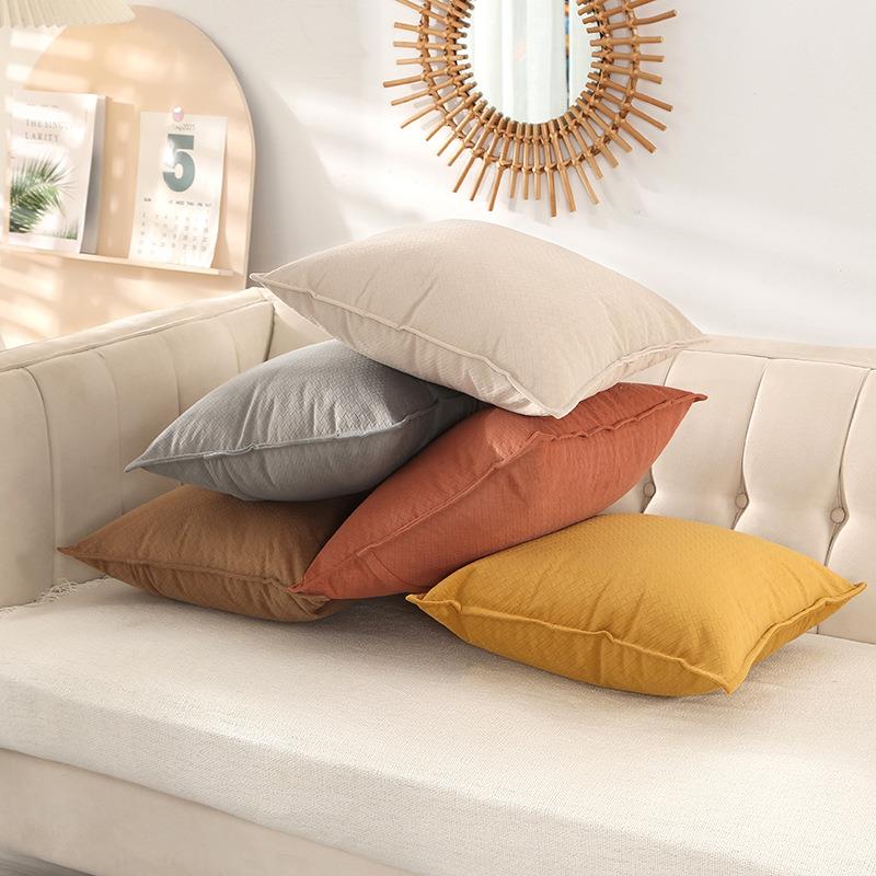 北欧风沙发靠枕抱枕套客厅靠垫色荷兰绒压花护腰靠枕床头靠背垫定