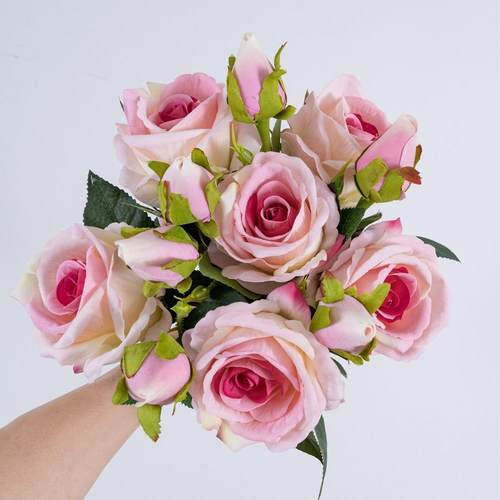 厂家 绒布相思玫瑰仿真花假花婚庆用品家居装饰绢花MW03334定制