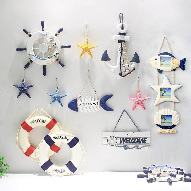 地中海风格创意家居装饰救生圈锚舵欢迎挂牌背景墙挂件木质工艺品,家居饰品,壁饰,淘宝优惠券,粉丝福利购,淘宝优惠卷