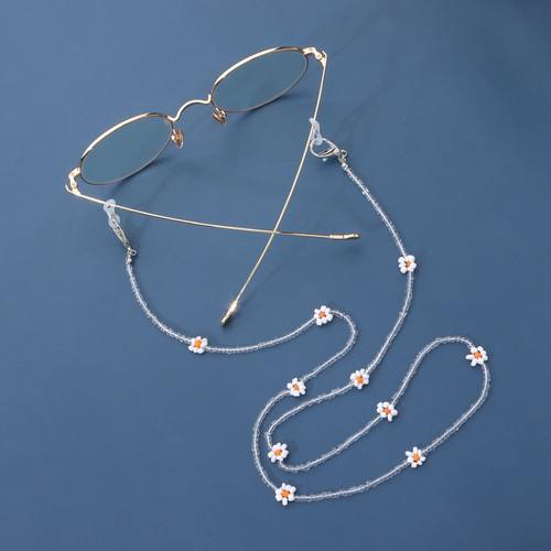 欧美饰品 爆款花朵米珠眼镜链 时尚百搭雏菊口罩固定器