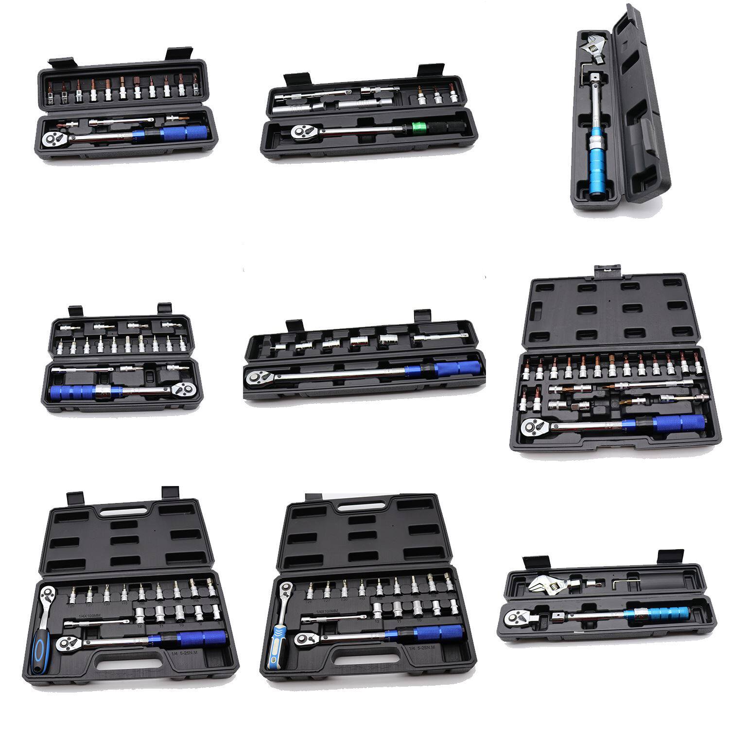 预置式扭矩扳手1/4 2-24N.m 15件套可调扭力扳手 预置力矩扳手