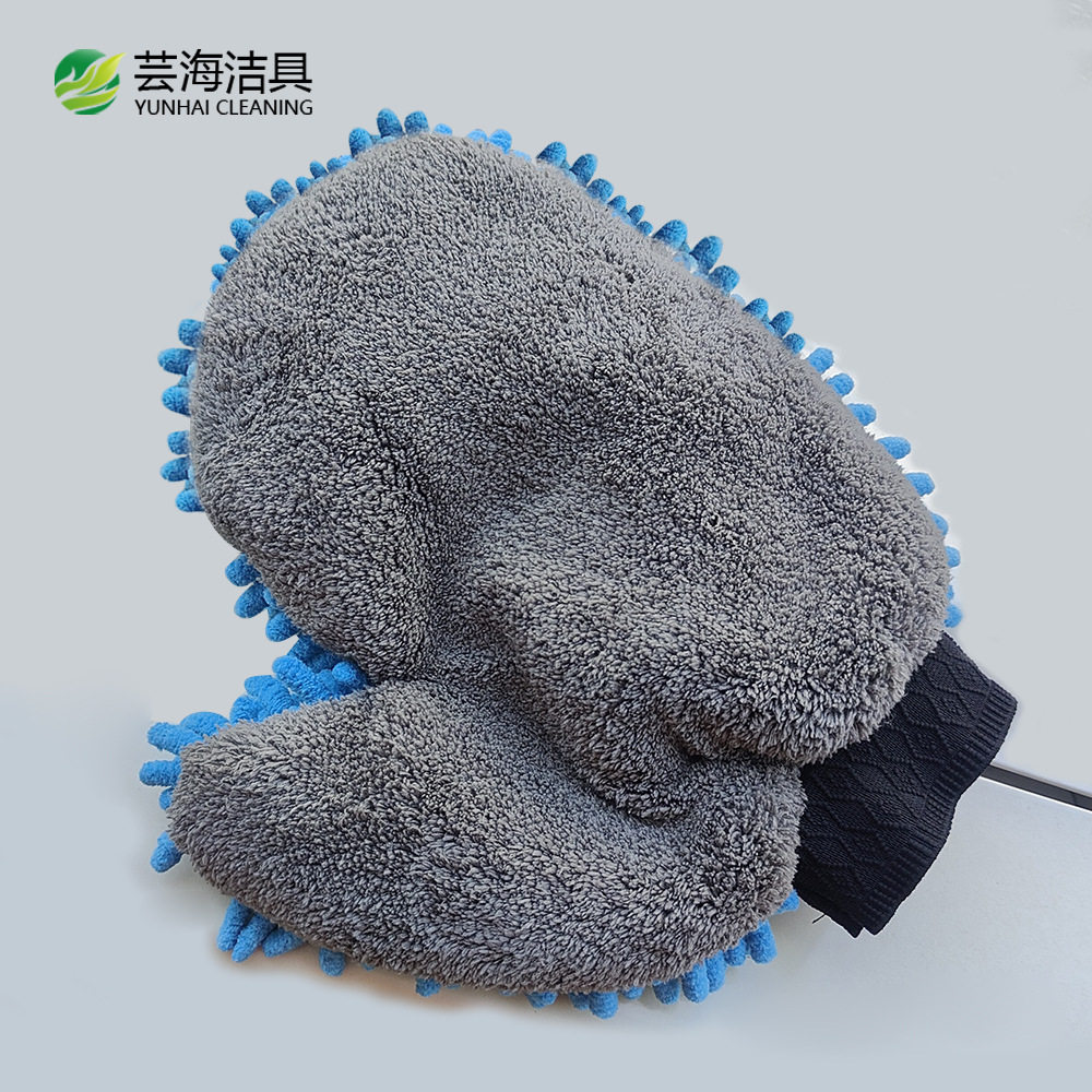 洗车手套双面雪尼尔拇指擦车手套加厚吸水珊瑚绒汽车专用清洁定制