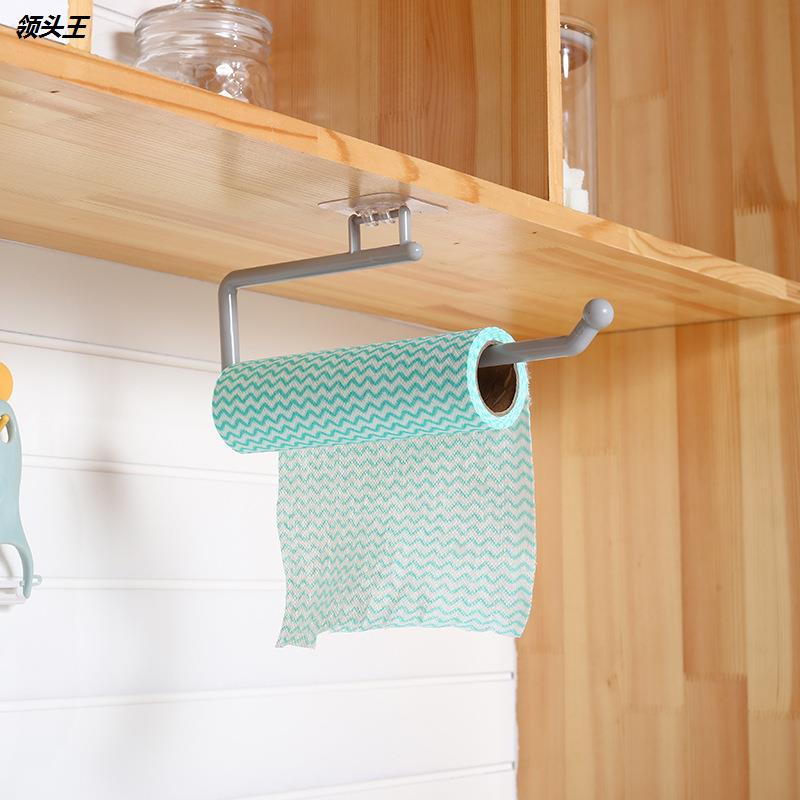 厨房纸巾架壁挂懒人抹布挂架免打孔卷纸架保鲜膜收纳架浴室毛巾架