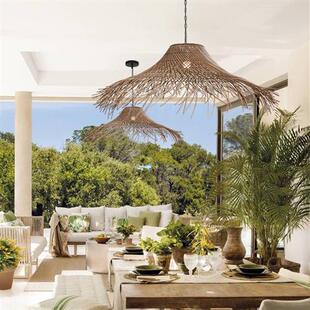 日式 艺术展厅灯民宿户外灯饰东南亚草编吊灯 吊灯禅意茶室创意个性