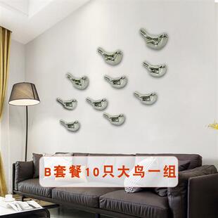 会所酒店不锈钢小鸟铸造浇客厅装修小麻雀抽象胖鸟软装艺术品订购