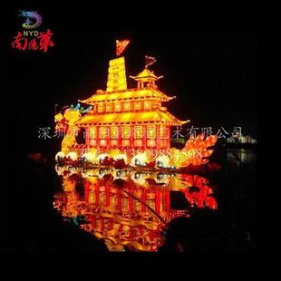 畅销游湖彩船艺术彩船LED彩船灯光节摆件光雕彩车彩船