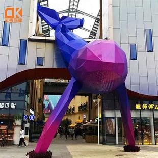 大型不锈钢鲸鱼雕塑商业街广场几何动物造型摆件户外园林景观小品