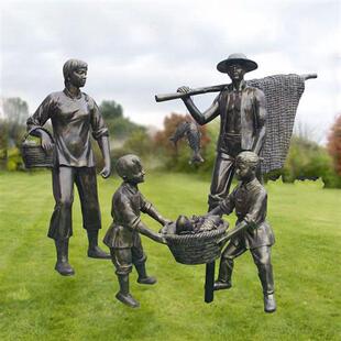 玻璃钢仿铜人物雕塑民风民俗公园步行街铸铜雕塑渔文化主题摆件