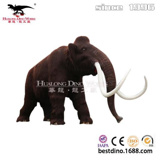 大型仿真长毛猛犸象组合电动机械动物模型华龙工厂制作景区商场.