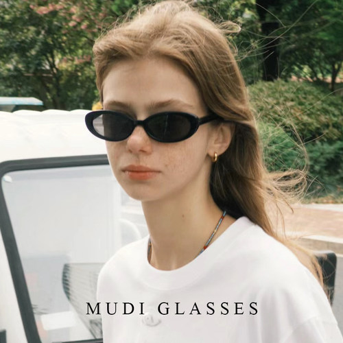 欧美复古小框椭圆猫眼墨镜女款