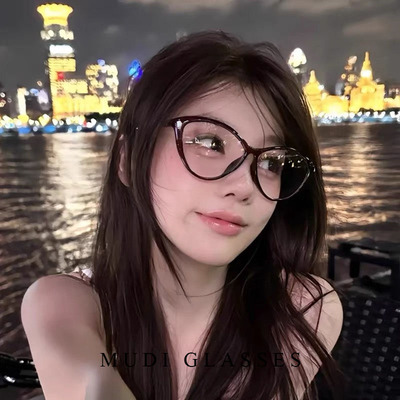复古猫眼眼镜框女高级感素颜神器