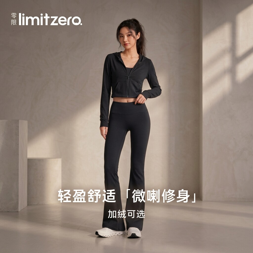零限强收腹提臀微喇鲨鱼裤女外穿高腰塑形辣条裤喇叭瑜伽裤