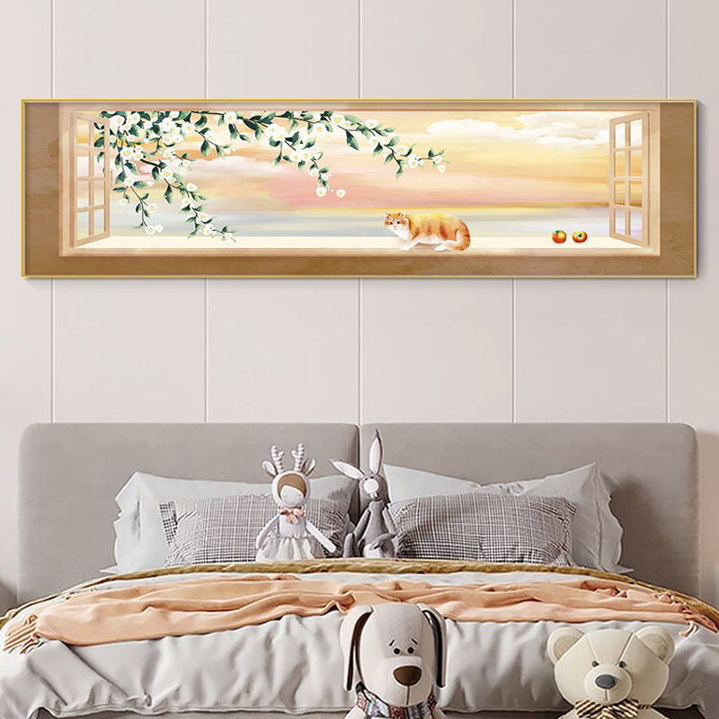 卧室床头挂画高级感2022新款花卉壁画主卧墙画儿童房间装饰画图片