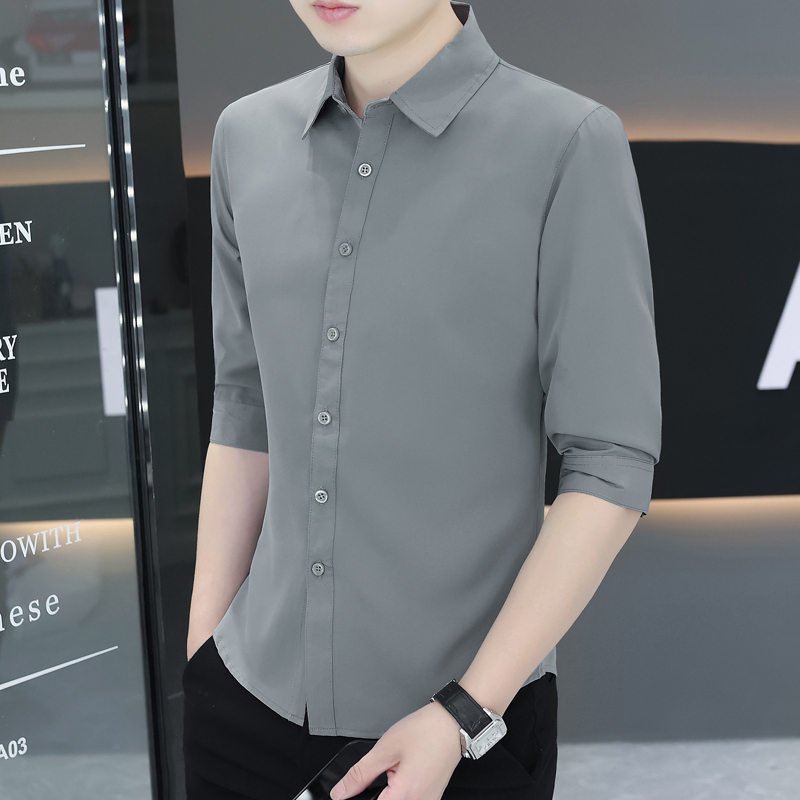 夏季五分中袖衬衫冰丝薄款高级感