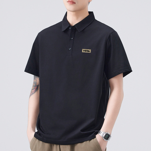 衬衫领短袖polo衫男夏季超薄款美式复古翻领t恤学生潮牌带领上衣