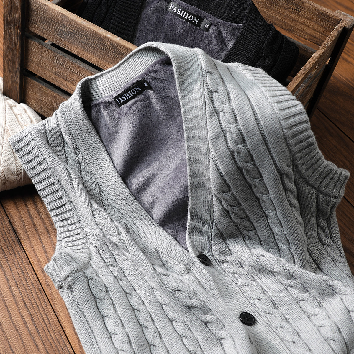 秋冬季男士开衫毛衣马甲外套宽松外穿无袖针织衫加绒加厚毛线背心,男装,背心,淘宝优惠券,粉丝福利购,淘宝优惠卷