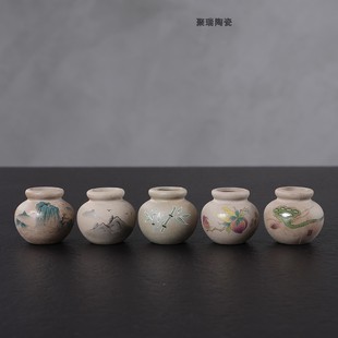 陶罐固定水草用鱼缸造景装饰摆件水草定植陶罐水草沉底环陶罐草杯