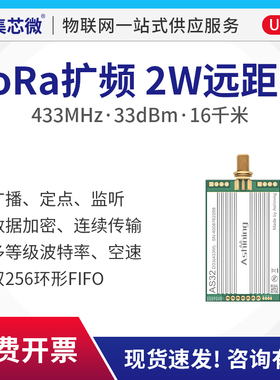 集芯微433M无线串口收发通讯模块LORA扩频工业级2W大功率远距离