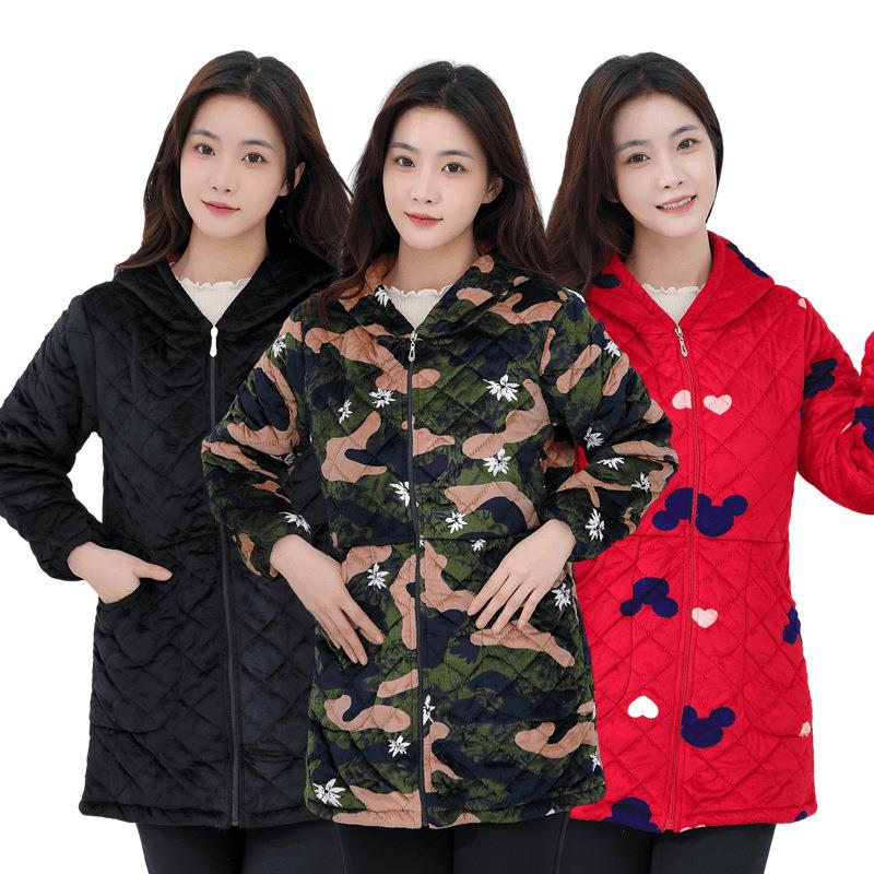 冬季加绒加厚成人罩衣女长袖韩版修身中长款工作服围裙防油污外套